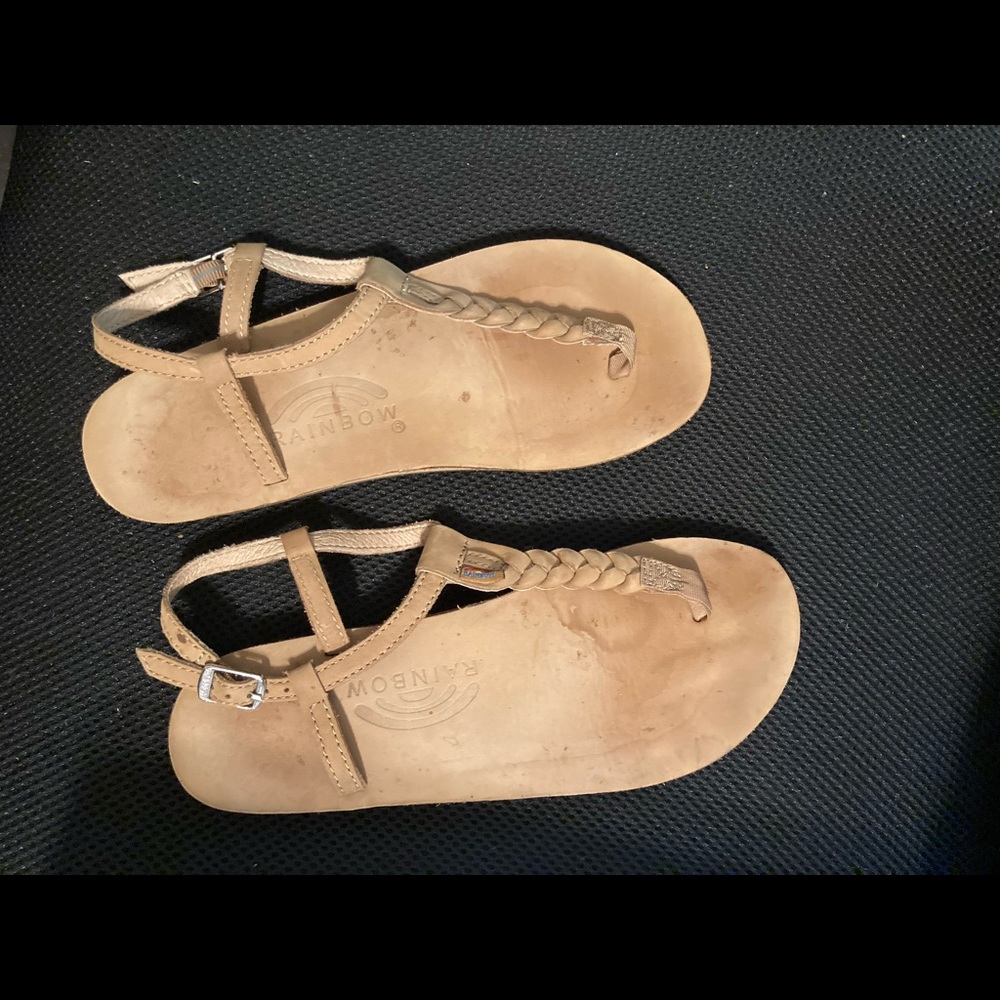 Rainbow flip flops with braided strap